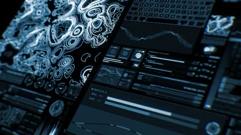 Perspective view of deep blue futuristic interface/Digital screen Stock-Footage 81646907