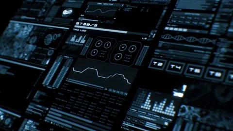 Perspective view of deep blue futuristic interface/Digital screen Stock Footage 81663454