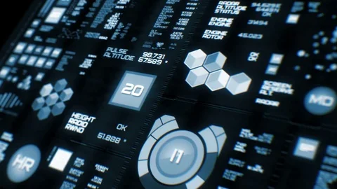 Perspective view of deep blue futuristic interface/Digital screen Stock Footage 82117773