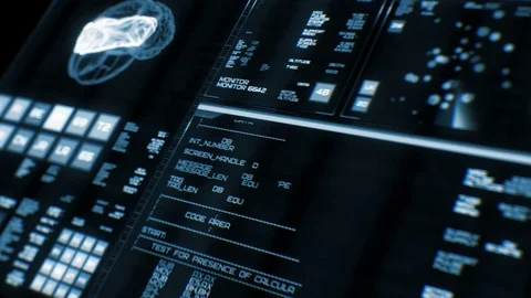 Perspective view of deep blue futuristic interface/Digital screen Stock Footage 82196142