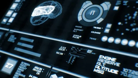 Perspective view of deep blue futuristic interface/Digital screen Video stock 82209866