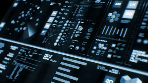 Perspective view of deep blue futuristic interface/Digital screen Stock Footage 82218466