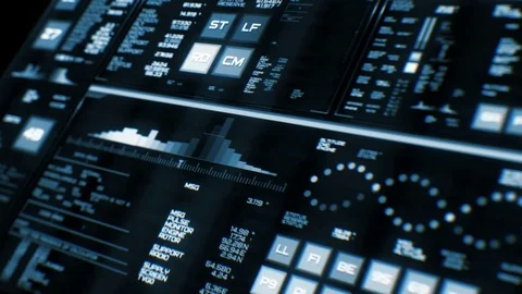 Perspective view of deep blue futuristic interface/Digital screen Stock Footage 82243717