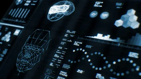 Perspective view of deep blue futuristic interface/Digital screen Stock Footage 82270281