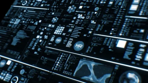 Perspective view of deep blue futuristic interface/Digital screen Stock Footage 85346495