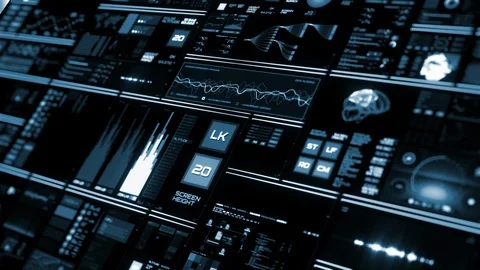 Perspective view of deep blue Futuristic interface/Digital screen Stock Footage 120068401