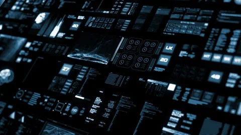Perspective view of deep blue Futuristic interface/Digital screen Stock Footage 120096923