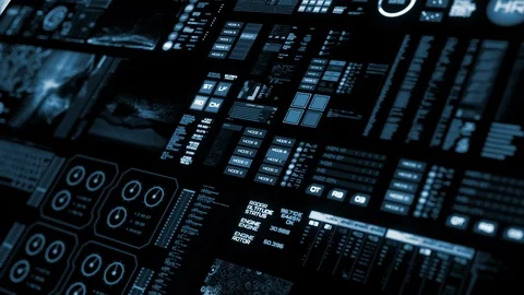 Perspective view of deep blue Futuristic interface/Digital screen Stock-Footage 122605948
