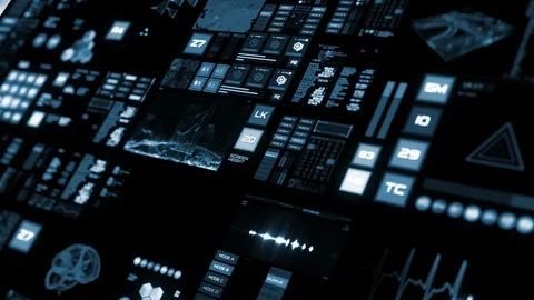 Perspective view of deep blue Futuristic interface/Digital screen Stock Footage 122607177