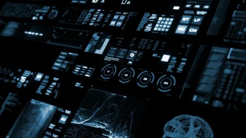 Perspective view of deep blue Futuristic interface/Digital screen Stock Footage 122608222