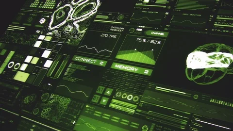 Perspective view of deep green futuristic interface/Digital screen Stock Footage 81618615