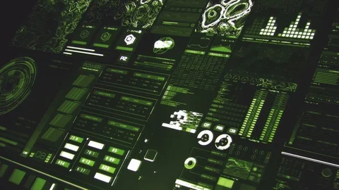 Perspective view of deep green futuristic interface/Digital screen Stock Footage 81636576