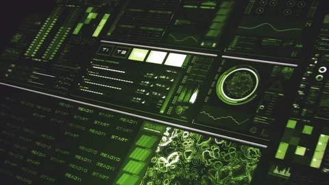 Perspective view of deep green futuristic interface/Digital screen Stock Footage 81661919