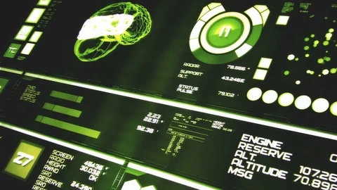 Perspective view of deep green futuristic interface/Digital screen Stock Footage 82210052