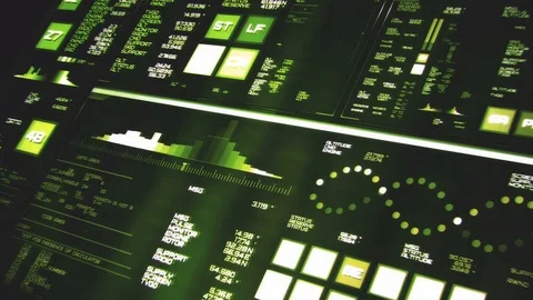 Perspective view of deep green futuristic interface/Digital screen Stock Footage 82243973