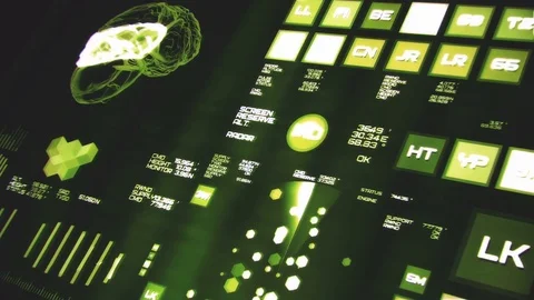 Perspective view of deep green futuristic interface/Digital screen Stock Footage 82251716