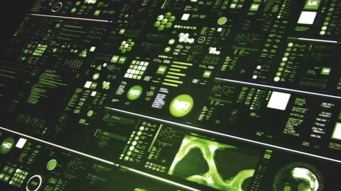 Perspective view of deep green futuristic interface/Digital screen Stock Footage 85347961