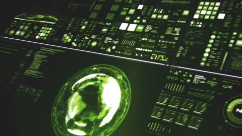 Perspective view of deep green futuristic interface/Digital screen Stock Footage 85794705