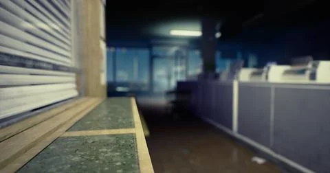 Perspective view of an empty room in modern office building during daytime Ilustración de archivo