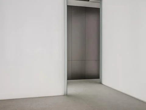 Perspective view of Empty Space with LED Light Lamps and Lights Shade on Wall Stock Photos