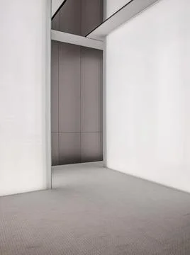 Perspective view of Empty Space with LED Light Lamps and Lights Shade on Wall Stock Photos