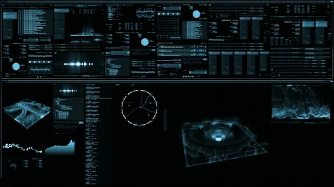 Perspective view of futuristic interface/Digital screen Stock Footage 94449376