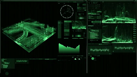 Perspective view of futuristic interface/Digital screen Stock Footage 94449574