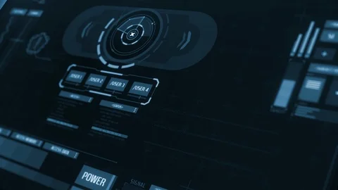 Perspective view of Futuristic interface/Digital screen glass panel with buttons Stock Footage 122613460