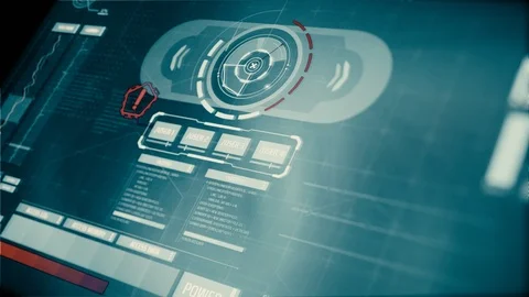 Perspective view of Futuristic interface/Digital screen glass panel with buttons Stock Footage 122613516