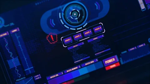 Perspective view of Futuristic interface/Digital screen glass panel with buttons Stock Footage 122613727