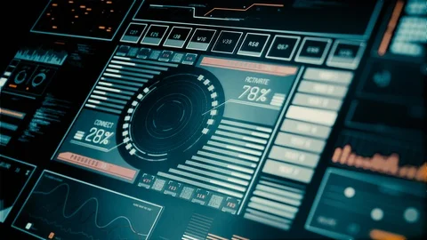 Perspective view of Futuristic interface/Digital screen glass panel Stock Footage 123080248