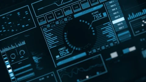 Perspective view of Futuristic interface/Digital screen with circles Stock Footage 123081422
