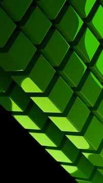 Perspective view of glowing green cube wall abstract Stockillustratie