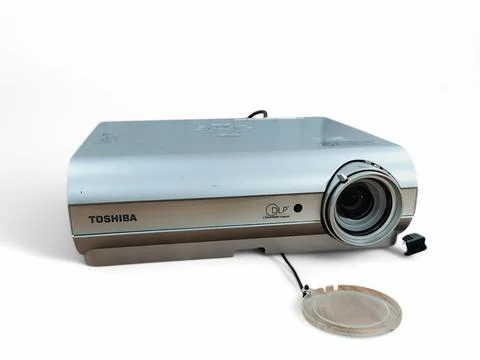 Perspective view of gray LCD Projector video presentation Stock Photos