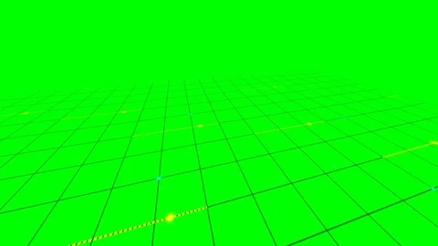 A perspective view of a grid pattern overlaying a vibrant green screen Stock Footage 340902788