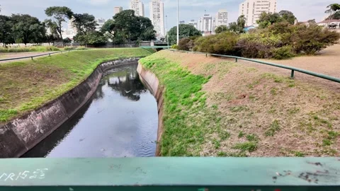 Perspective View of the Historic Ipiranga Brook in Sao Paulo Stockbeeldmateriaal 334947253