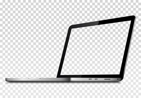 Perspective view of laptop with transparent screen. Isolated on transparent b Illustrazione stock