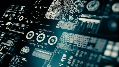 Perspective view of lowpower Futuristic interface/Digital screen Stock Footage 122610285