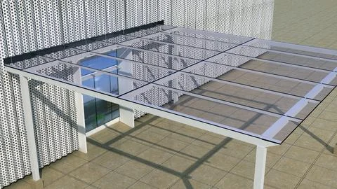 Perspective View of Modern Glass Canopy Roof Architectural Render Иллюстрация