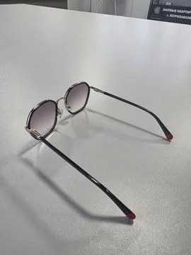 Perspective view of modern metal frame sunglasses Stock Photos