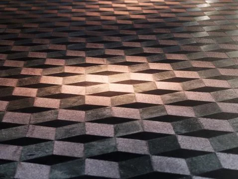 Perspective view of Optical Illusion Three Dimensional Floor Tiles Foto stock