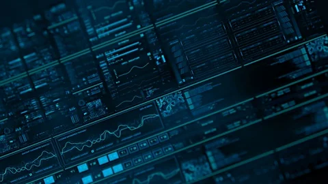 Perspective view with out of focus areas of futuristic interface/Digital screen 스톡 동영상 81512027