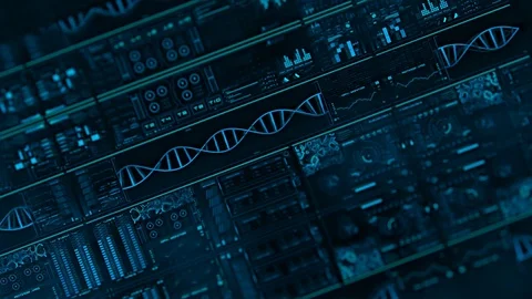 Perspective view with out of focus areas of futuristic interface/Digital screen Stock Footage 81588648