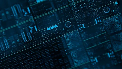 Perspective view with out of focus areas of futuristic interface/Digital screen Stock Footage 81661396