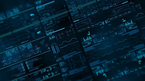 Perspective view with out of focus areas of futuristic interface/Digital screen Stock-Footage 81790633