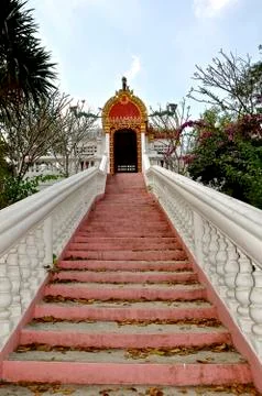 Perspective view of pink steps. Stock Photos