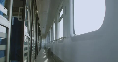 Perspective view of a public intercity train car. Poland Europe. Stock Footage 231704709