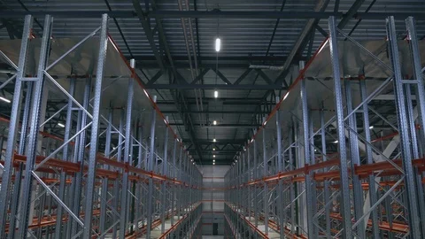 Perspective view rack in an empty logistics center Stock Footage 104250871