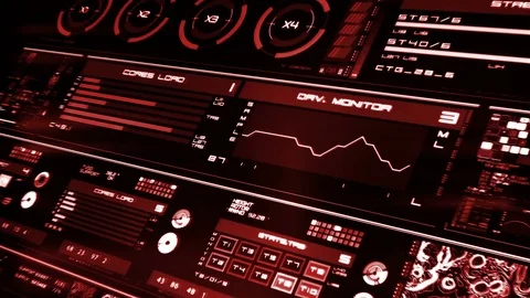 Perspective view of red futuristic interface/Digital screen Video stock 81566593