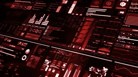 Perspective view of red futuristic interface/Digital screen Stock Footage 81607066